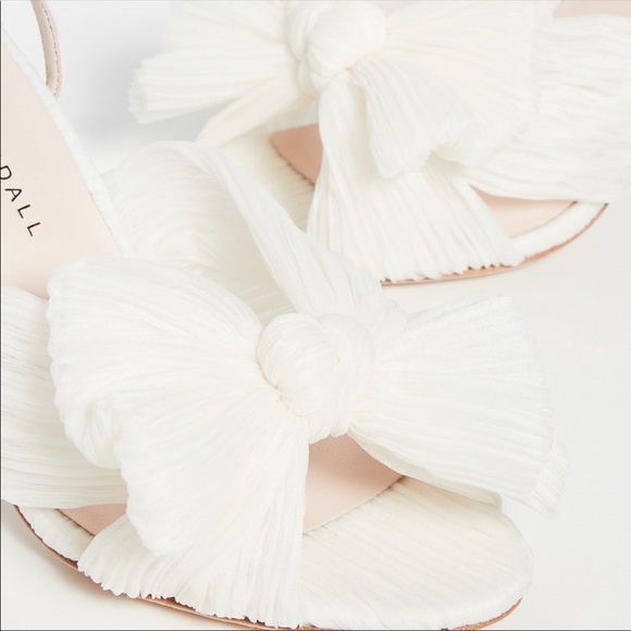 NWOT Loeffler Randall Camellia Pearl Pleated Bow Heel - Picture 3 of 8